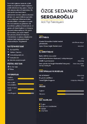 Acil Tıp Teknisyeni CV Örnekleri cv indir